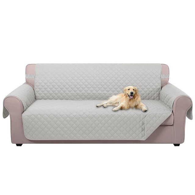 U-NICE HOME Large Sofa Cover Reversible Couch Cover for Dogs Pets with Elastic Straps Water Resistant Furniture Protector for 4 Cushion Couch (Oversized Sofa, Light Grey)