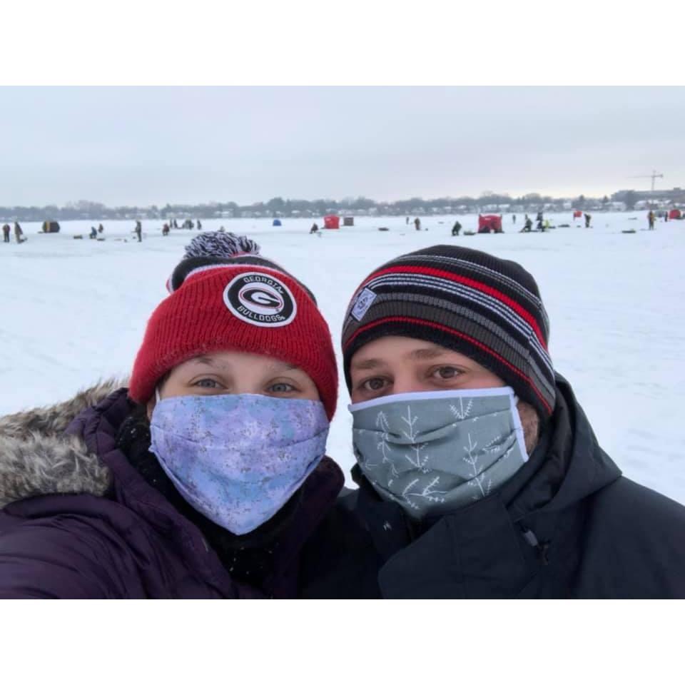 Standing on the frozen lake during our first Winter in Wisconsin January 2021