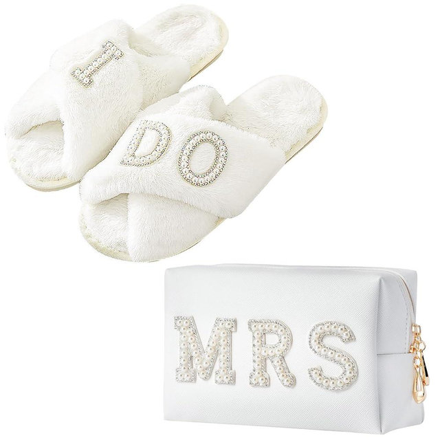 Tkifoda Bride To Be Gift Set Bride Makeup Bag I Do Bride Slippers Bride Robe Bride Hair Clip Bride Gifts Wedding Gifts