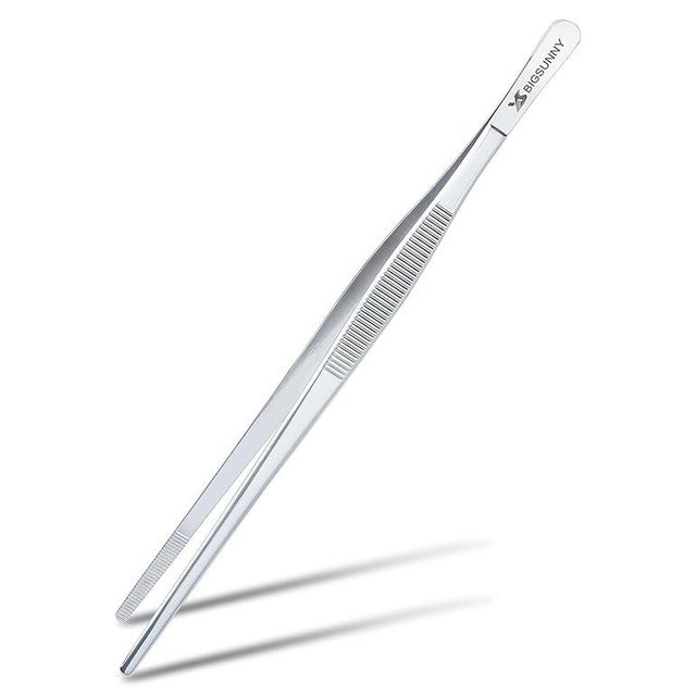 8.5 Inch Kitchen Tweezers Fine Tweezer Tongs, MSY BIGSUNNY Stainless Steel Food Tweezers Multi-function Precision Serrated Tips Cooking Tongs Kitchen Serving Tong