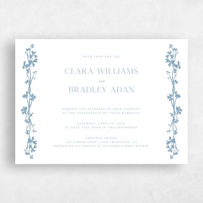 Blue Floral Wedding Invitation - Matienzo Landscape
