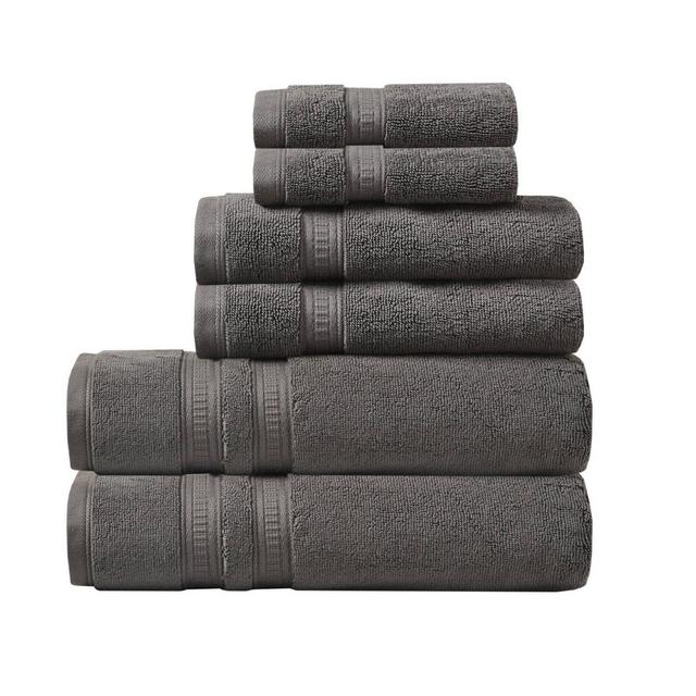 6pc Plume Cotton Feather Touch Antimicrobial Bath Towel Set Charcoal - Beautyrest