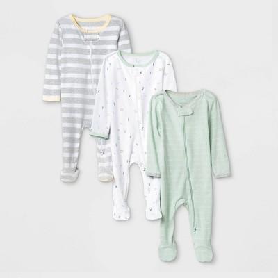 Baby 3pk Zip-Up Sleep N' Play - Cloud Island™ Mint/White/Gray