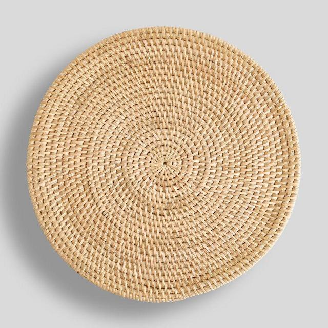 Tava Handwoven Rattan Round Placemats, Set of 4 - Natural