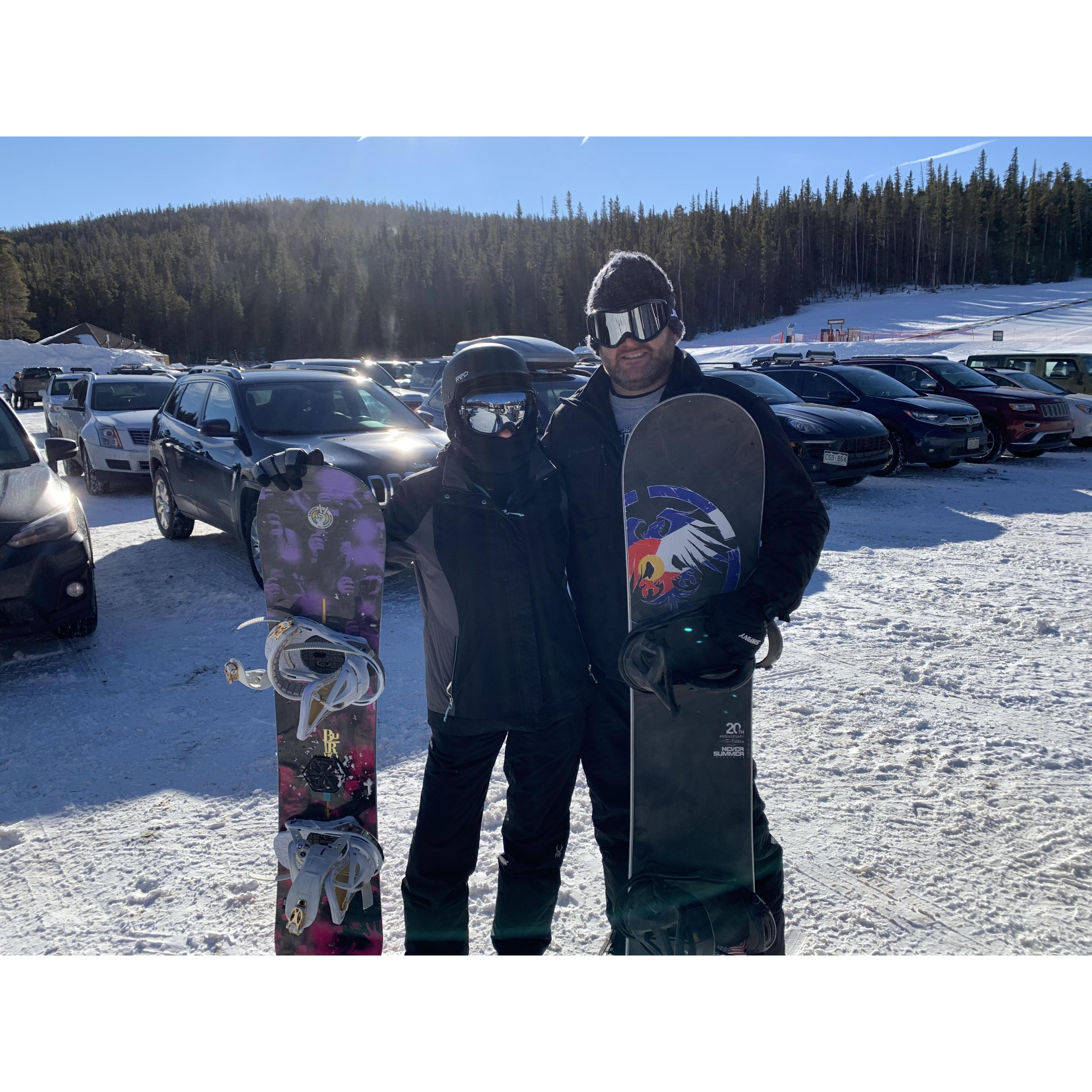 First time snow boarding. Valentines Day 2020