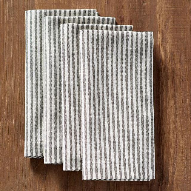 Wheaton Striped Linen/Cotton Napkins, Set of 4 - Charcoal