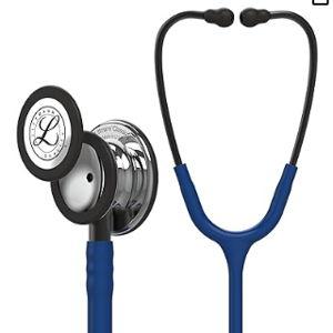 3M Littmann Classic III Monitoring Stethoscope, Stainless Steel Mirror-Finish Chestpiece, 27" Navy Blue Tube, Smoke Stem