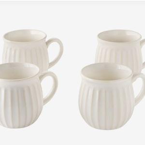 The Pioneer Woman Colette 12 oz Cream Stoneware Mugs, Set of 4