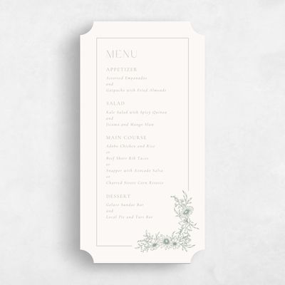Beige Ticket Wedding Menu - Wiosna