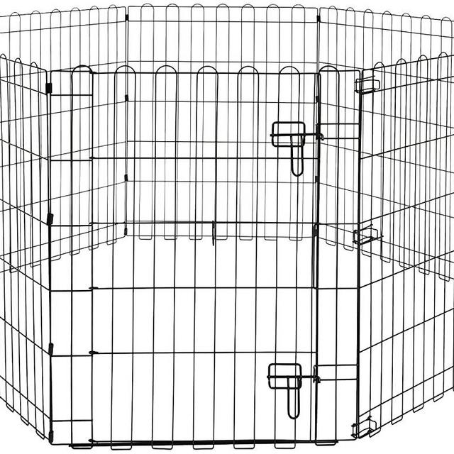 Amazon Basics Foldable Metal Dog and Pet Exercise Playpen, XS to L Size, With or Without Door