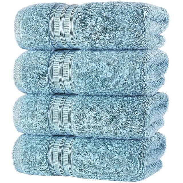 Hammam Linen Light Blue Hand Towels 4-Pack - 16 x 30 Turkish Cotton Premium Quality Soft and Absorbent Small Towels for Bathroom