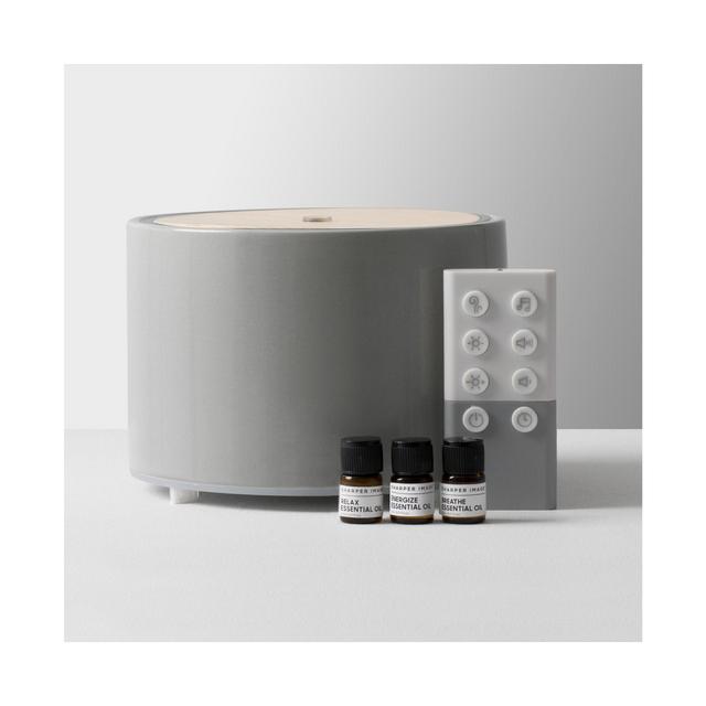Sharper Image Diffuser Ultrasonic Aromatherapy Wood Lid and Ceramic LED with Sound 150mL