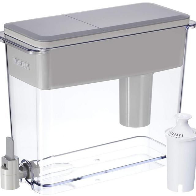 Brita Extra Large 18 Cup Filtered Water Dispenser with 1 Standard Filter, Made without BPA, UltraMax, Gray