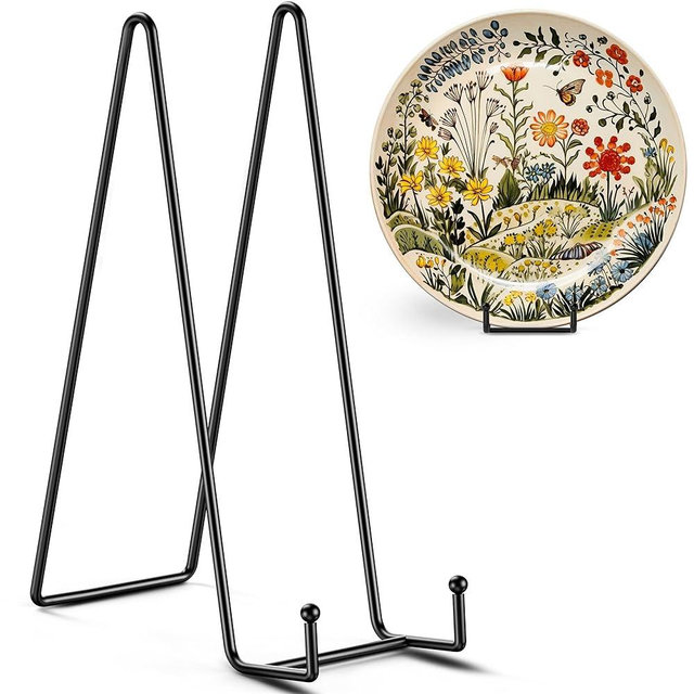 TR-LIFE 4 Pack 12 Inch Large Plate Stands/holder for Display - Metal Picture Frame Holder Stand + Easels for Platter, Book, Plaque, Photo, Table top Art