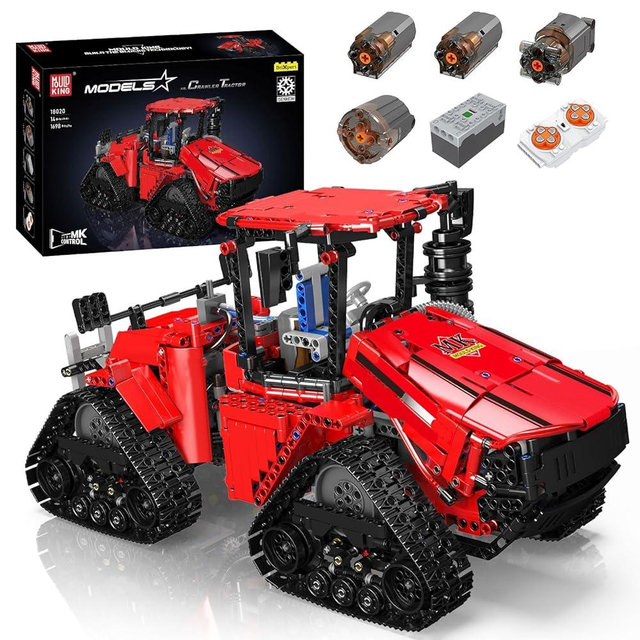 Mould King 18020 Tractor Building Blocks Toy, Remote Control Crawler Tractor with 4 Motors, Construction Vehicles Model for Kids/Adults (1698 Pieces)