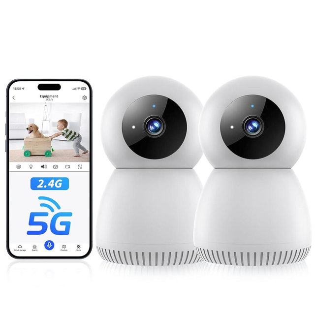 Indoor Camera 5G& 2.4GHz WiFi, 360 Pan/Tilt Cameras for Home Security, 1080P Baby/Pet Camera with Phone App Motion Detection, 2-Way Talk, Night Vision, Siren Alarm, Compatible with Alexa 2Pack