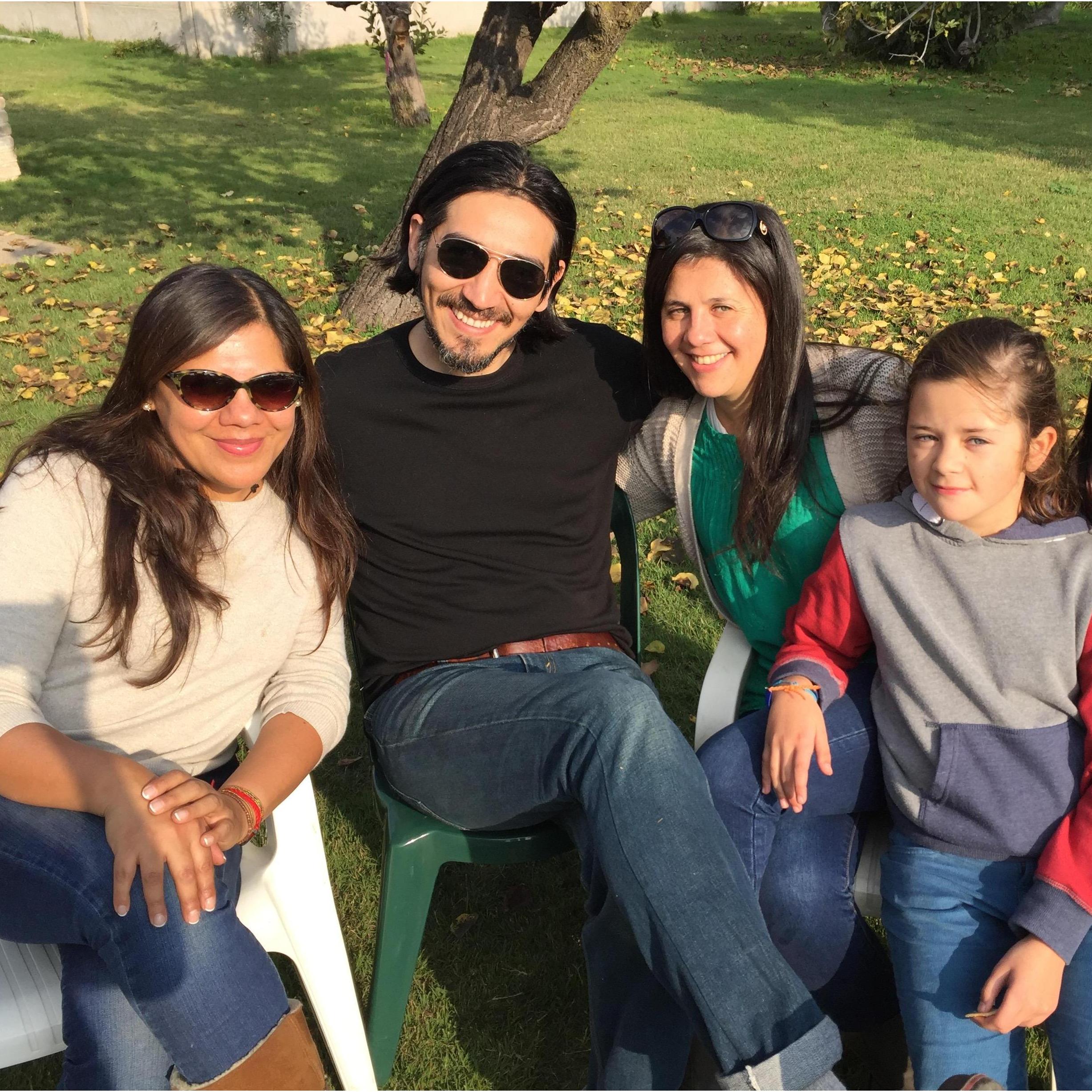 Oriel with friends Manet and Tuti. (Add name of Tuti's daughter!)