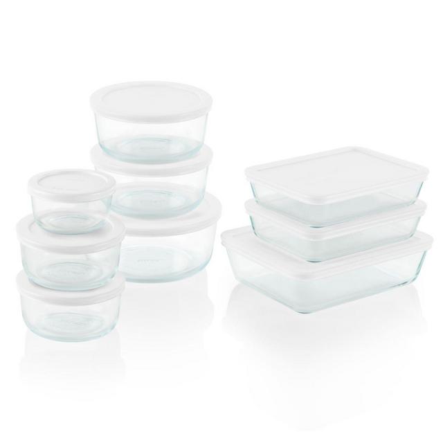 Pyrex® 18-Piece Glass Food Storage Container Set with White Lids