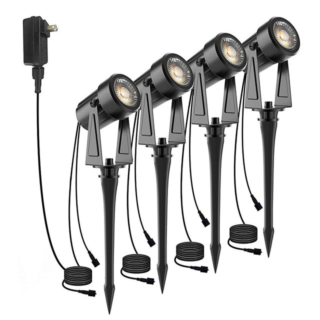SUNTHIN Outdoor Landscape Lighting, Landscape Spotlights Kit with Transformer for Outdoor Garden, Yard, House, Lawn, Tree, Flags, Fence Use (4 Pack), IP65 Waterproof
