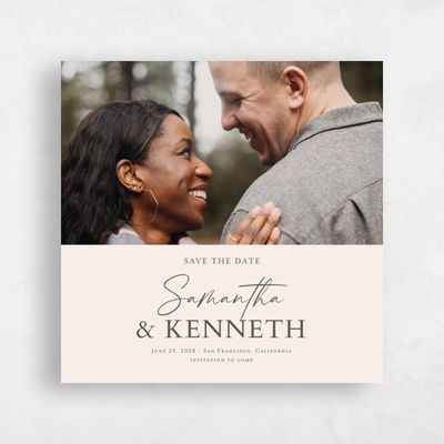 Linen, Brown Wedding Save the Date - Sidney Square