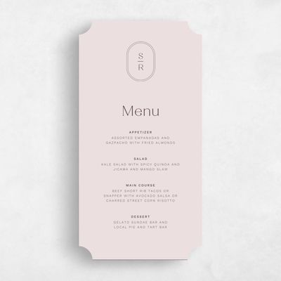 Pink Ticket Wedding Menu - Bridgetown