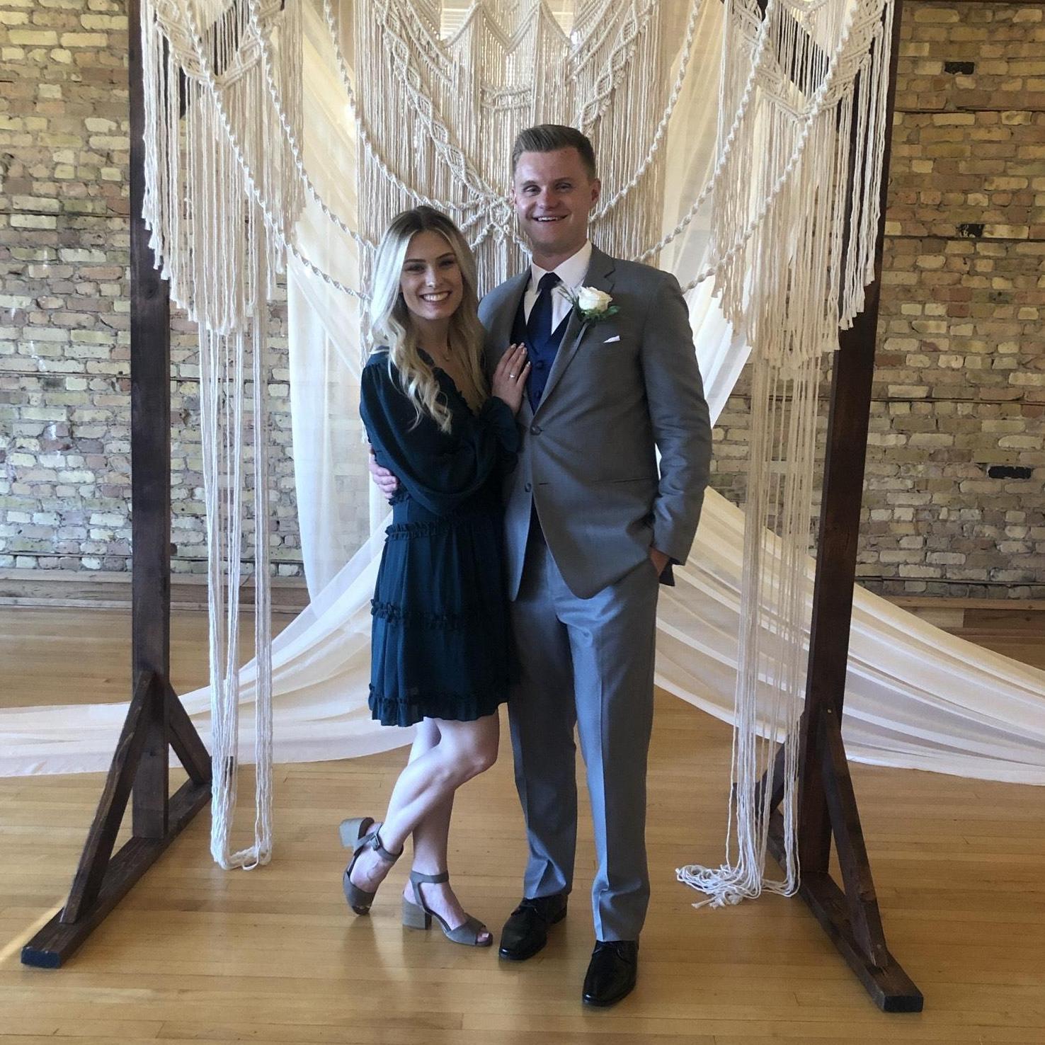 Ryan and Britany Helfer's wedding, with Taylor's lovely macramé center piece! (Elgin, IL - 2021)