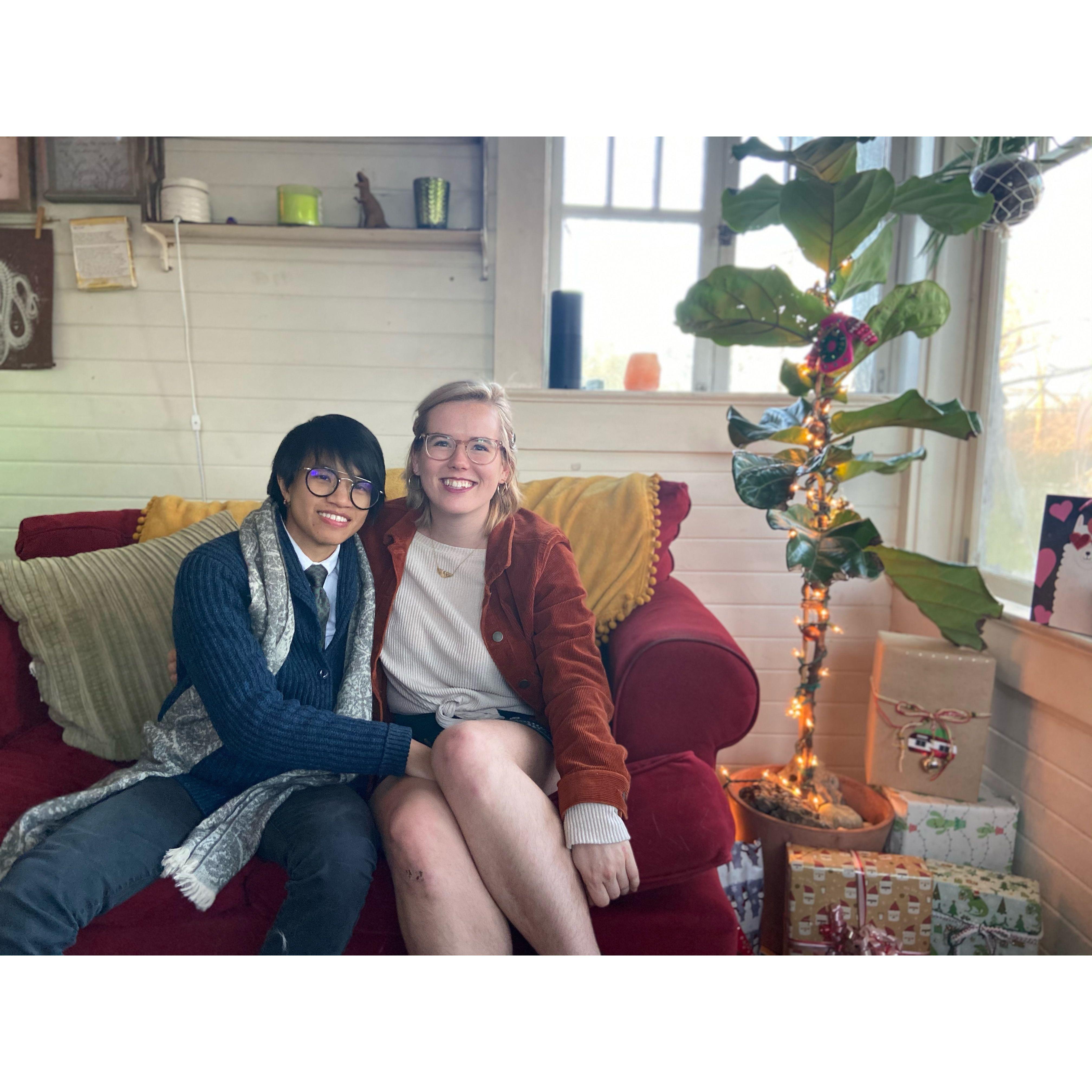 Our first date was on February 28, 2020, and our first picture together wasn't until this one on Christmas Eve, 2020!