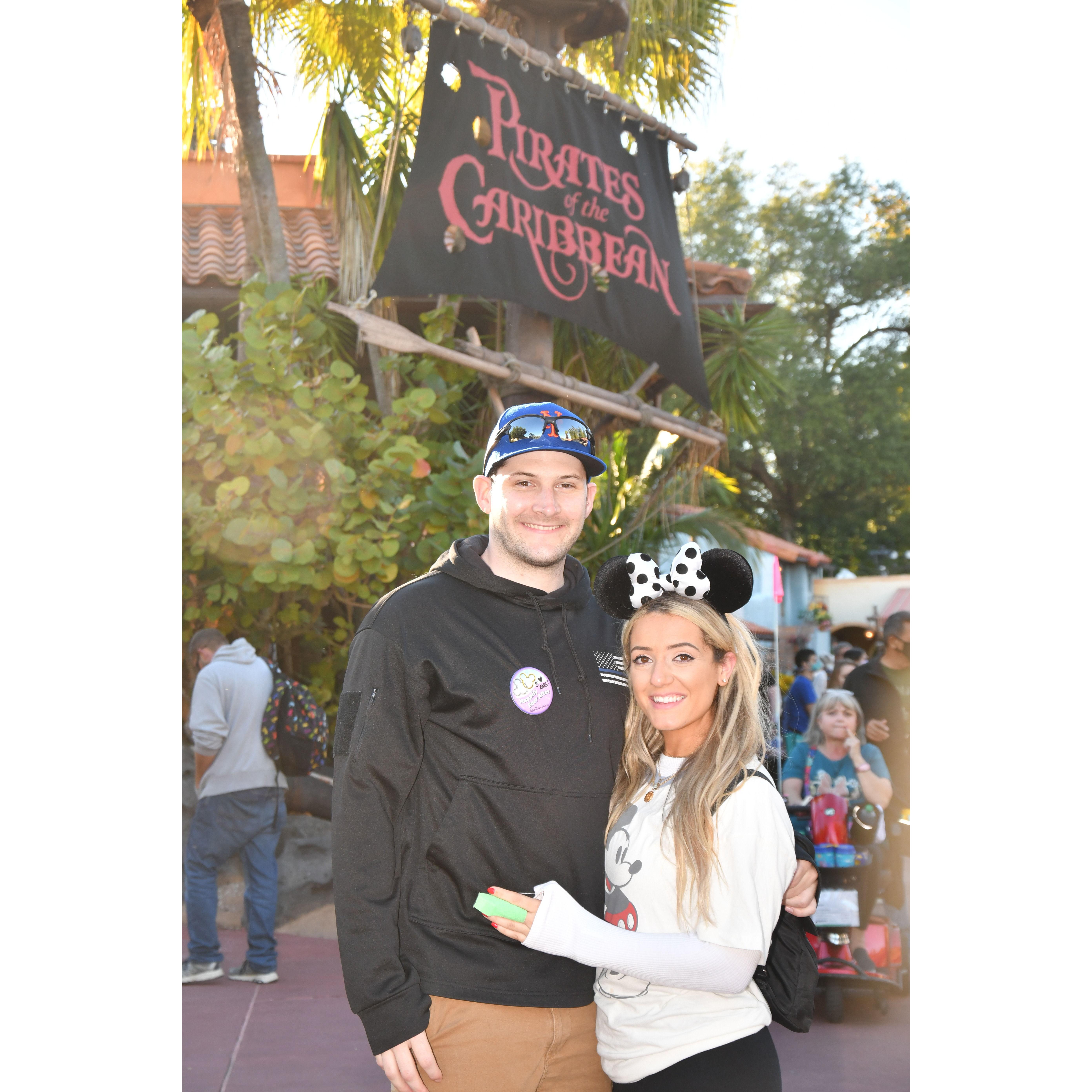 2021 - Disney the day after Dani broke her finger (fingers got stuck in the garage door LOL)