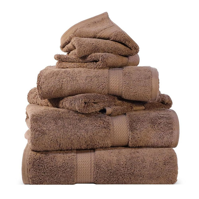 SUPERIOR Egyptian Cotton Ultra Plush & Absorbent, 6 Piece Set, Chocolate | Quick Dry, Soft Luxury Towel Set, Bath Essentials, Guest Bath, Spa, 2 Bath, 2 Hand, 2 Face Towels, Madeline Towels