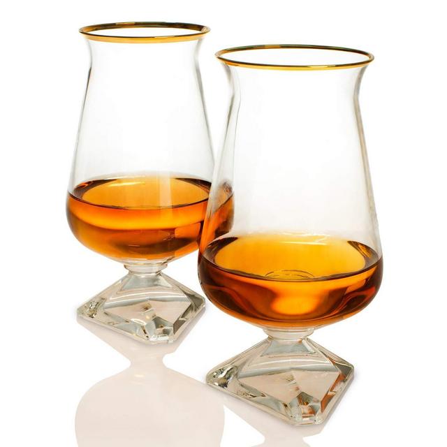 Whiskey Glass Set – Irish Tuath Glasses – Celtic Whiskey Glasses - Glass Set for Whiskey Tasting – Gold Rimmed Edition