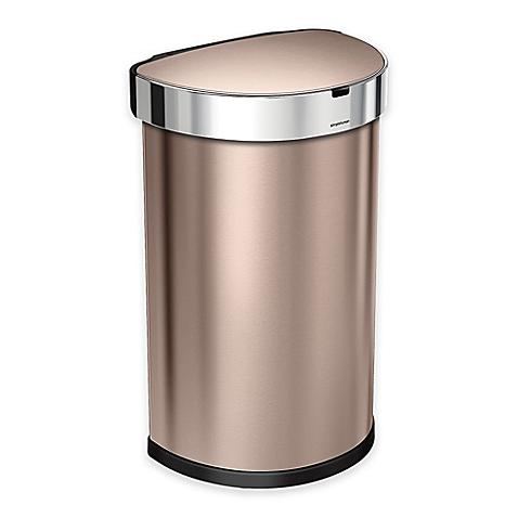 simplehuman® Fingerprint-Proof 45-liter Semi-Round Sensor Trash Can in Rose Gold