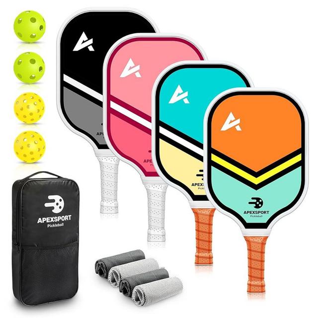 Pickleball Paddles Set of 2/4, USAPA Approved Lightweight Fiberglass Pickleball Set with 4 Pickleballs, 1 Pickleball Sling Bag, 2 Cooling Towels, Pickleball Gifts for Women Men Beginners Professional