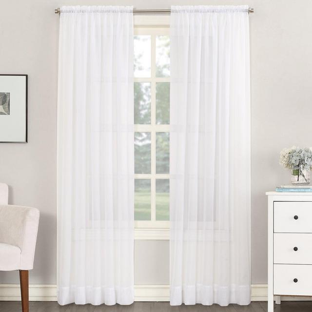 Solid Color Sheer Rod Pocket Curtains