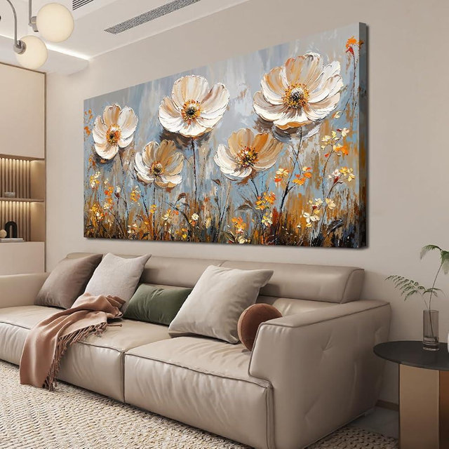 Canvas Wall Art Decor Art Work for Wall Decor Vintage Gold Wall Art Prints Wall Art Pictures for Living Room Nature Flower Wall Art Decorations Field Artwork for Walls Bedroom Office Decor 20" X 40"