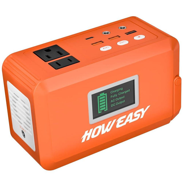 HOWEASY Portable Power Station 88Wh, 24000 mAh Camping Solar Generator, Lithium Battery Power with 2 110V AC (Peak 150W) Outlet/ 2 DC Ports/3 USBQC3.0/LED Flashlight for Camping Home Emergency