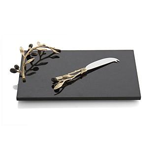 Michael Aram Olive Branch Gold Cheeseboard with Knife