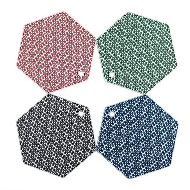 4 Packed Colorful Silicone Trivet Mats - DIY Different Size Dish Drying Mat, Hot Pot Holder for Pots & Pans, Non-Slip & Heat Resistant Kitchen Hot Pads for Countertops & Table, Assorted 4 colors