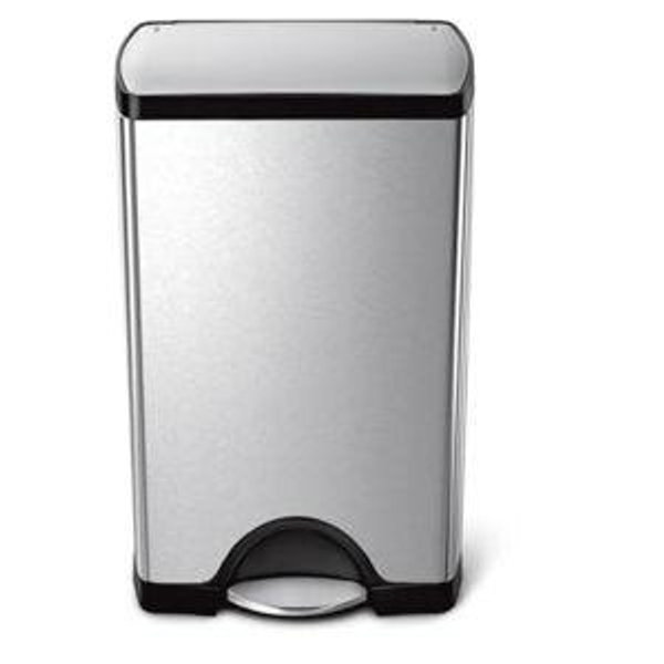 simplehuman 38 Liter / 10 Gallon Rectangular Kitchen Step Trash Can, Brushed Stainless Steel