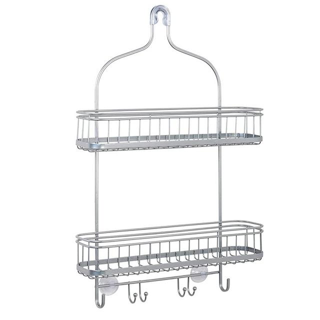 Zenna Home Extra Wide Shower Caddy, Satin Chrome