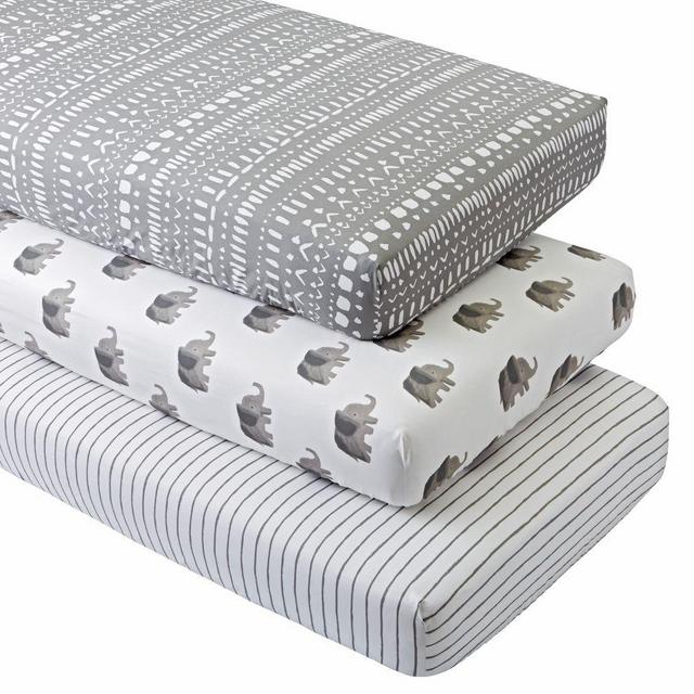 Organic Wild Excursion Elephant Crib Fitted Sheets (Set of 3)
