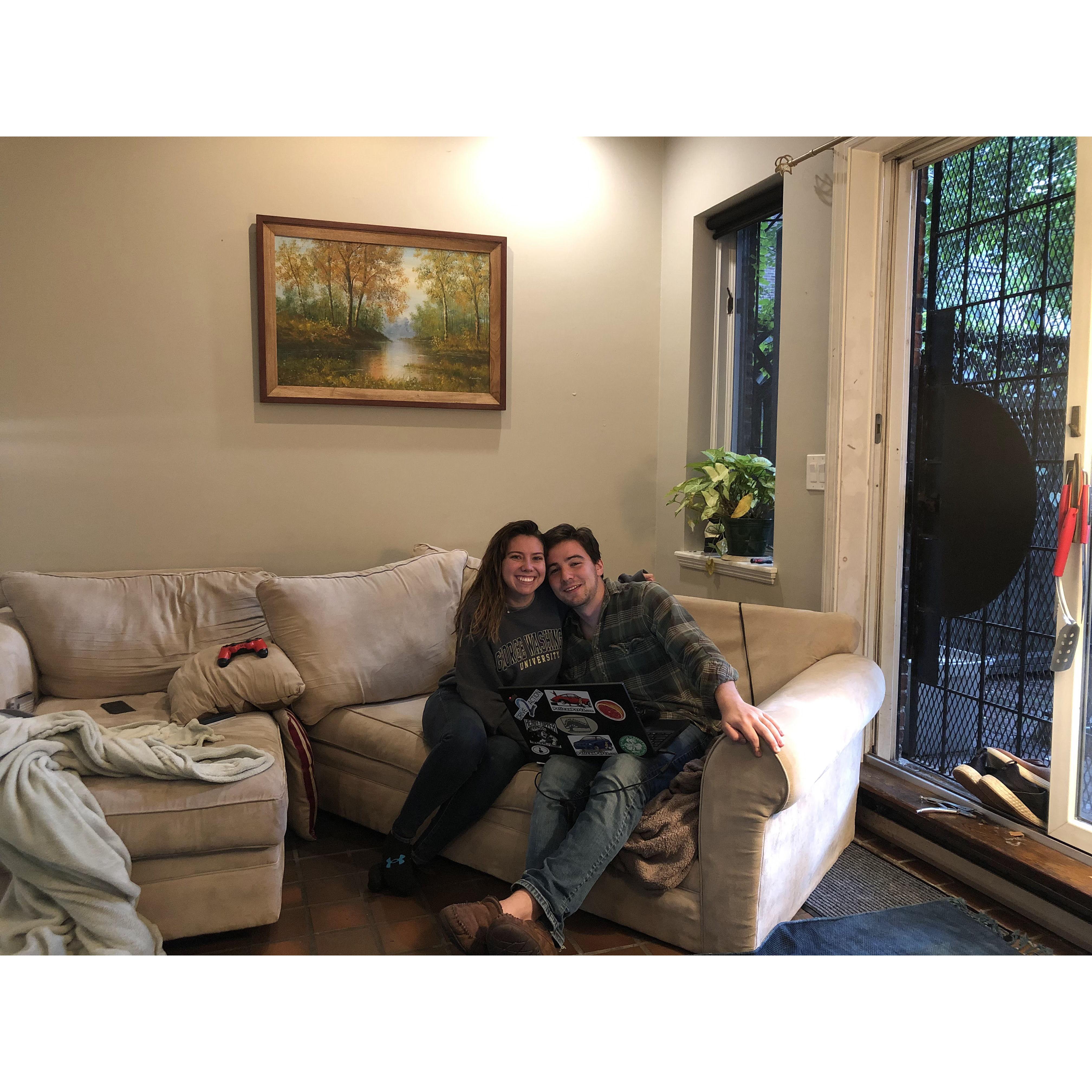 Our first apartment together and our couch didn't fit. Iykyk
