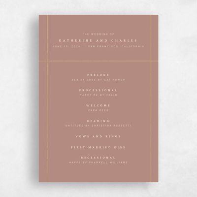 Brown Simple Wedding Program - Corwin Foil