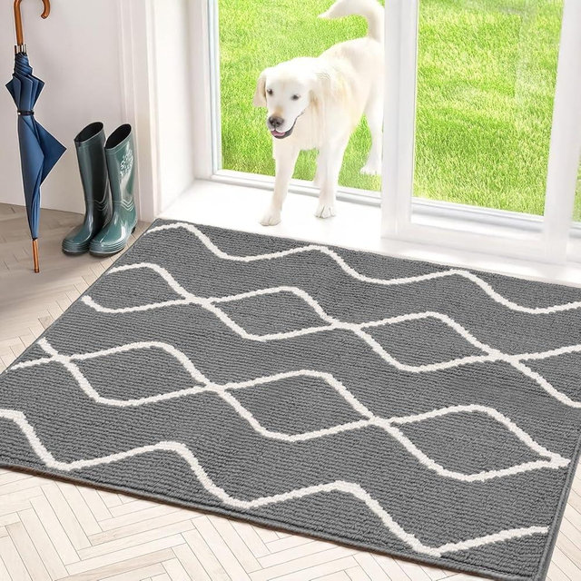 LWYYQB Mud Mats for Dogs Large, Dirt Trapper Door Mat Indoor Entrance for Food and Water Non-Slip Mud Mats for Dogs Indoor Machine Washable Door Rugs for Entryway Dog Door Mat Indoor for Muddy Paws
