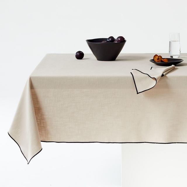 Warm Natural Merrow Stitch Organic Cotton Tablecloth 60"x120"