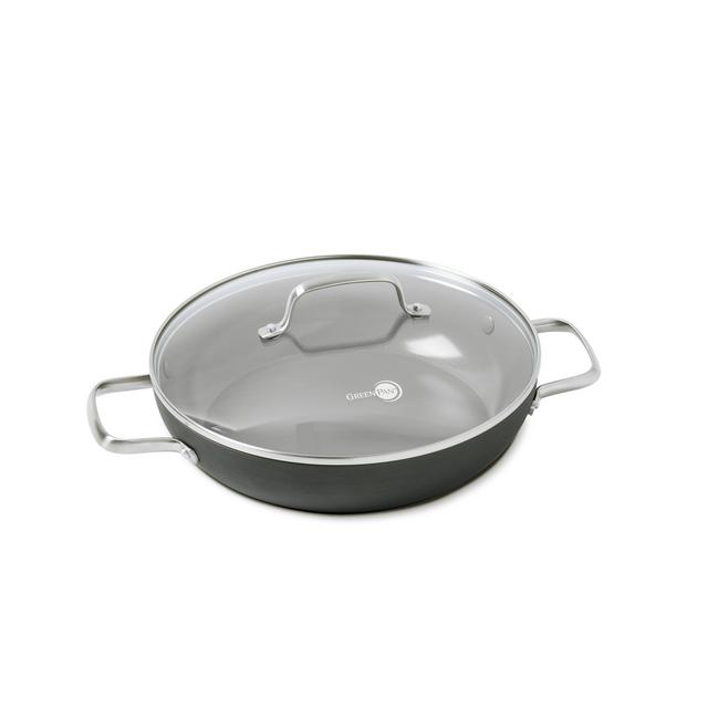 GreenPan Chatham 11" ceramic Non-Stick Covered Everyday Pan with 2 Helpers, Grey
