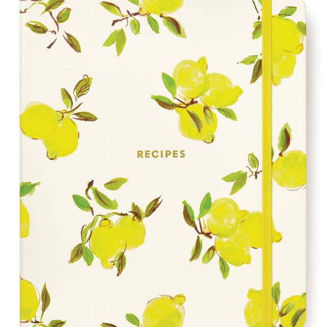 Kate Spade New York Recipe Book with 7 Tabbed Sections and Recipe Card Sleeves, Recipe Organizer Includes Notes Pages and Blank Recipe Pages, Lemon