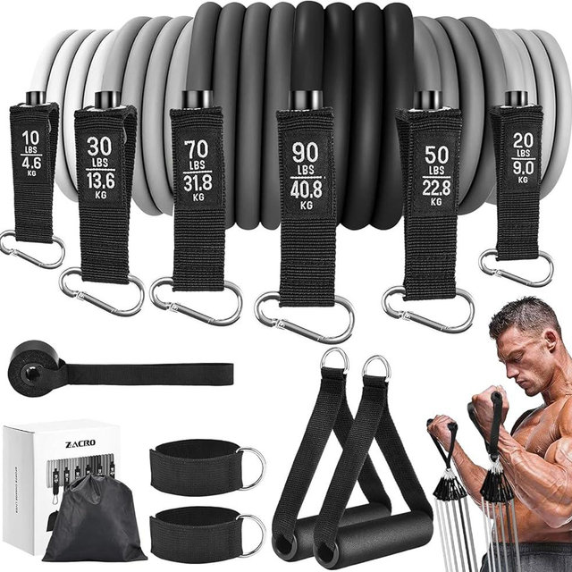Zacro Resistance Bands for Working Out, 270 LBS Heavy Exercise Bands Resistance Bands with Handles, Workout Bands Exercise Bands for Heavy Resistance Training, Home Gym Workout, for Men/Women