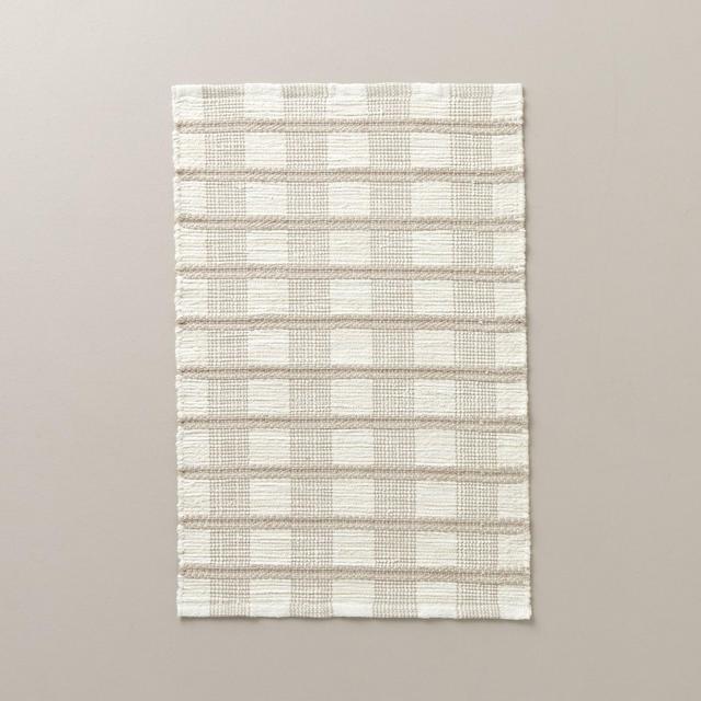 2x3'' Rib Stripe Plaid Handmade Woven Accent Rug Tan/Cream/Khaki - Hearth & Hand™ with Magnolia