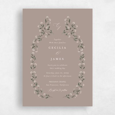 Rich Taupe, Brown Wedding Invitation - Samlet Portrait