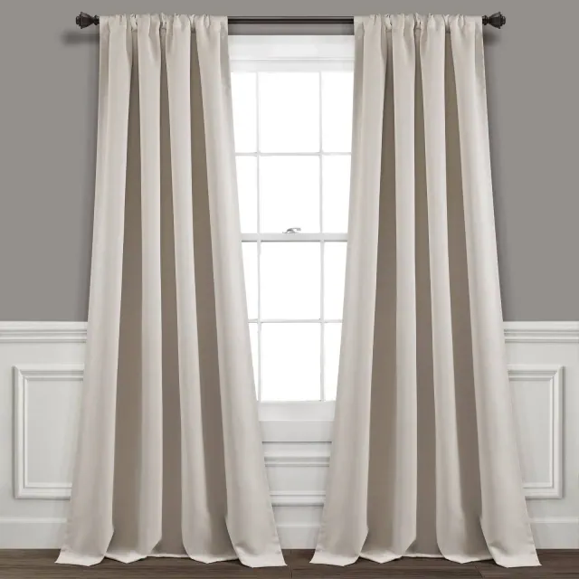 Set of 2 Insulated Rod Pocket Blackout Window Curtain Panels Wheat - Lush Décor: Energy Efficient Drapes